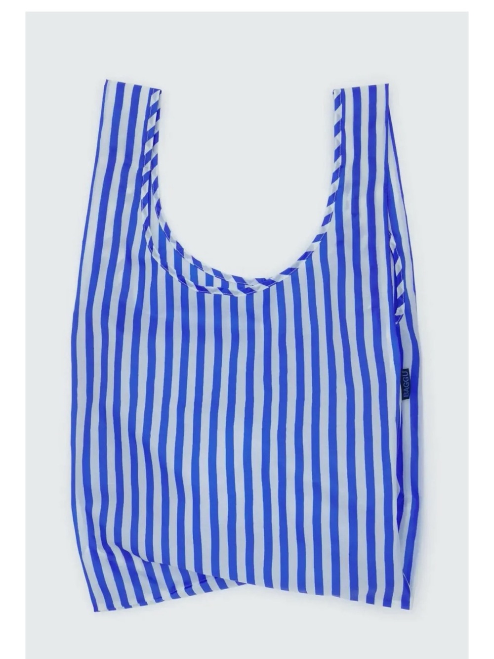 BAGGU Blue & White Vertical Stripe Tote